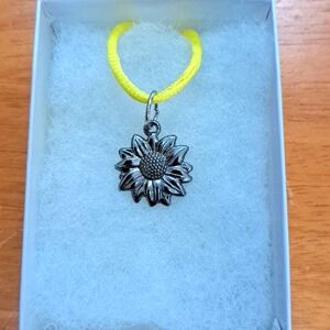 Gunmetal Silver Sunflower Necklace